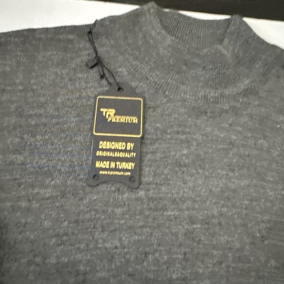 Tailored Recreation Premium Sweater Mens XL Grey Wool Blend Mock Neck Fitted NWT - Picture 3 of 8